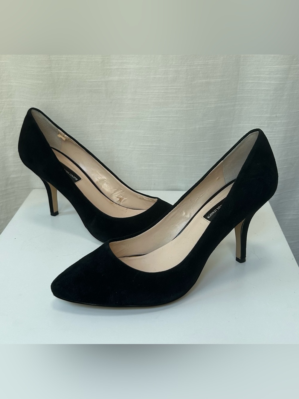 INC International Concepts Black Suede Pointed-Toe Classic Minimalistic Pump